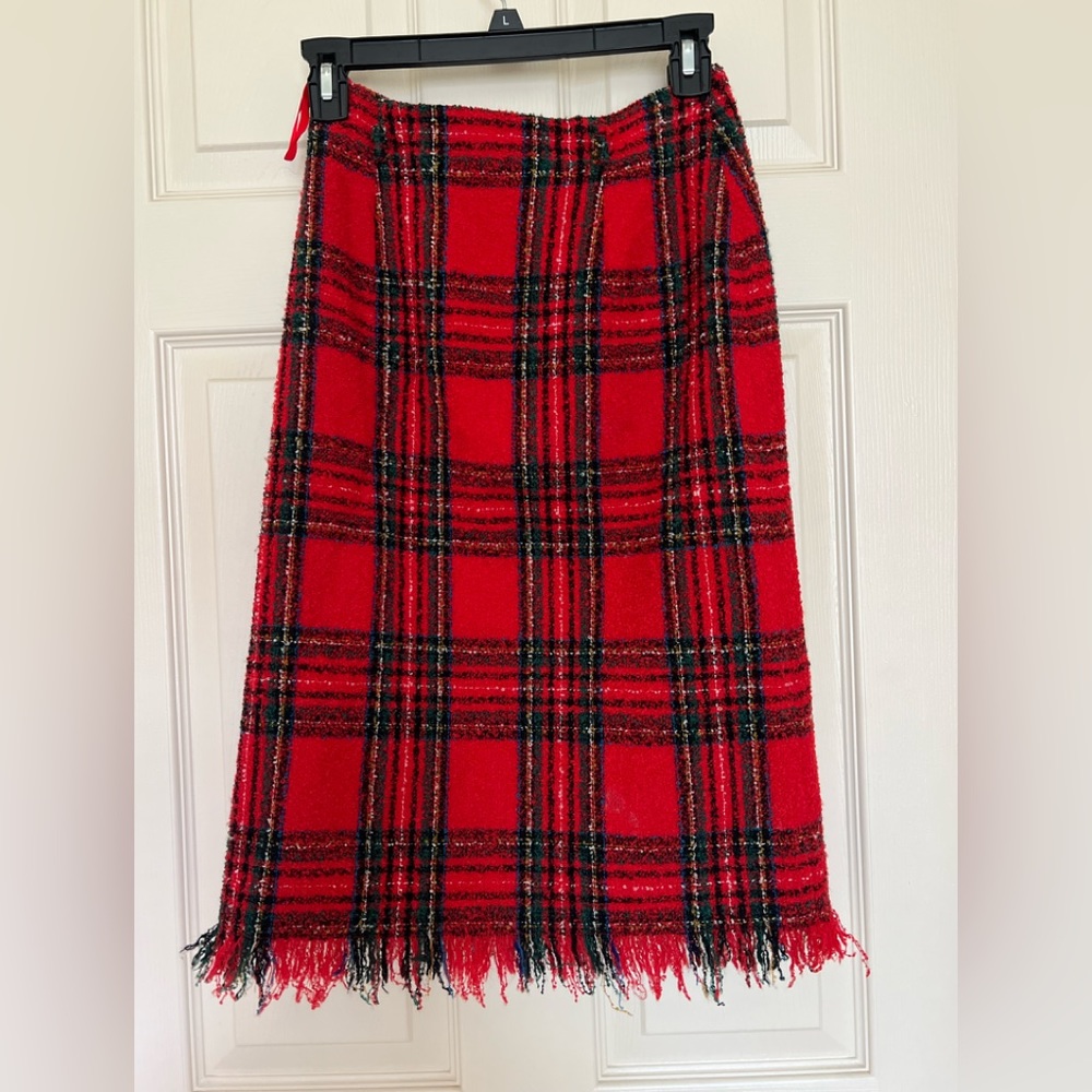Multicolor Wool Blend Plaid Skirt, Pre-owned